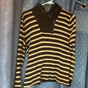 Striped Hooded Pullover - Black & yellow